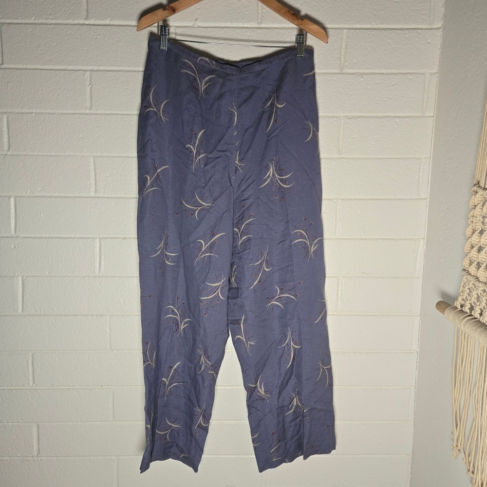 Vtg Portraits by Northern Isles Pants 12‎ Floral Linen High Rise Abstract Artsy